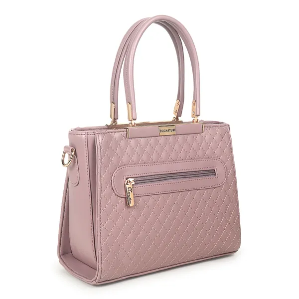 Signature_Pink_Quilted_Faux_Leather_Metal_Hardware_Handbag
