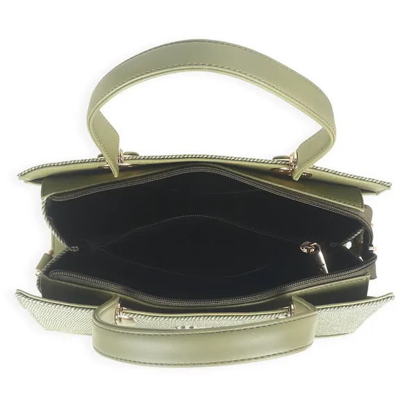 Signature_Sage_Green_Faux_Leather_Structured_Metallic_Hardware_Handbag_For_Women