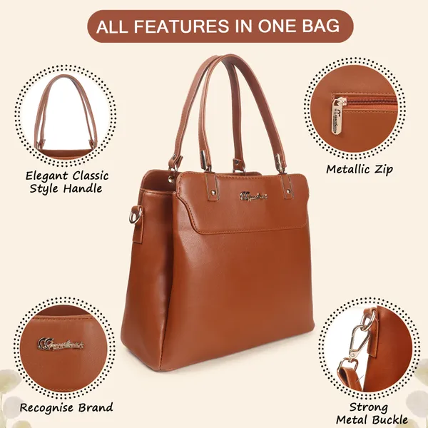Signature_Brown_Vegan_Leather_Detachable_Strap_Tote_Handbag_For_Women