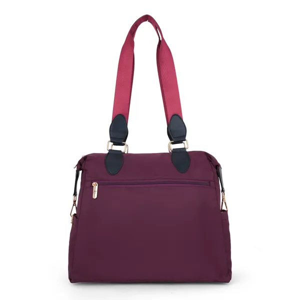 Signature_Maroon_Nylon_Multi_Compartment_Adjustable_Strap_Tote_Bag_For_Women