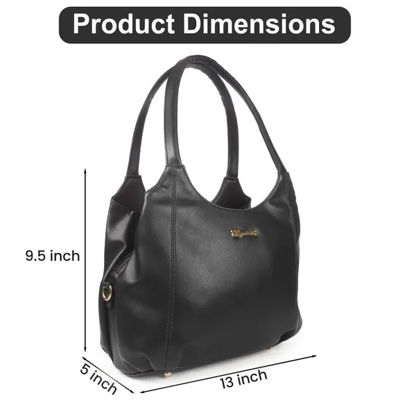 Signature_Black_Faux_Leather_Detachable_Strap_Shoulder_Handbag