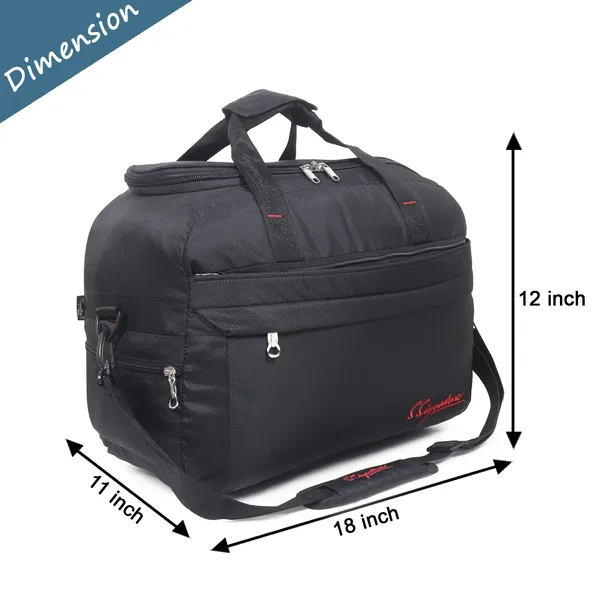 Signature_Black_Fabric_Multi_Compartment_18_Inch_Duffel_Bag_For_Women