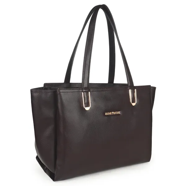 Signature_Brown_Faux_Leather_Metallic_Zip_Tote_Bag_For_Women