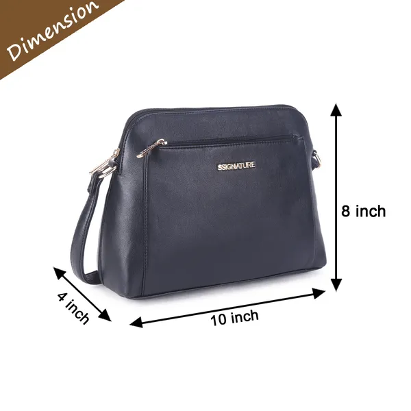 Signature_Navy_Blue_Faux_Leather_Multi_Compartment_Sling_Bag_For_Women