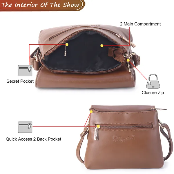 Signature_Brown_Faux_Leather_Adjustable_Strap_Sling_Bag_For_Women