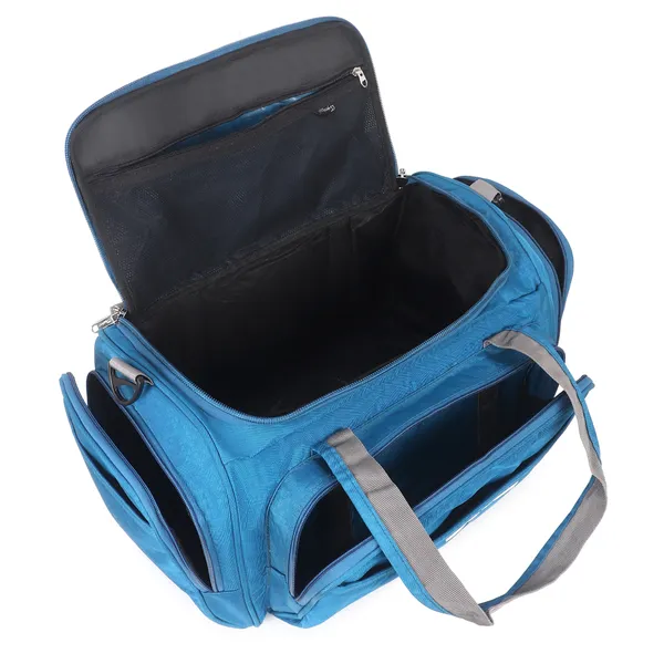 Signature_Blue_Fabric_Multi_Compartment_Travel_Duffel_Bag_For_Men_And_Women