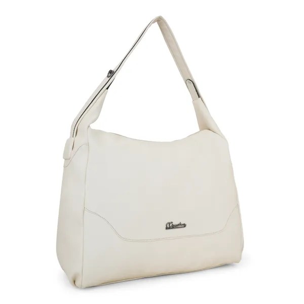Signature_Off_White_Faux_Leather_Adjustable_Strap_Shoulder_Bag_For_Women