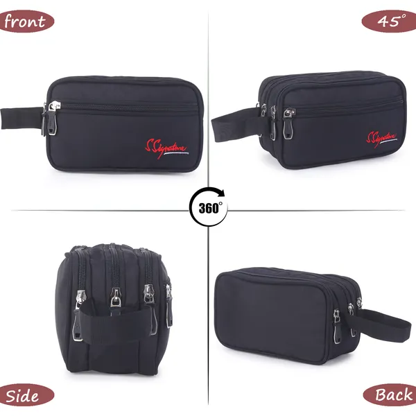Signature_Black_Fabric_Dual_Compartment_Toiletry_Pouch_For_Women