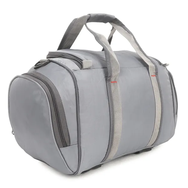 Signature_Grey_Fabric_Adjustable_Strap_Travel_Duffel_Bag_For_Men_And_Women