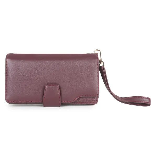 Signature_Burgundy_Leather_Wrist_Strap_Multi_Compartment_Wallet_For_Women