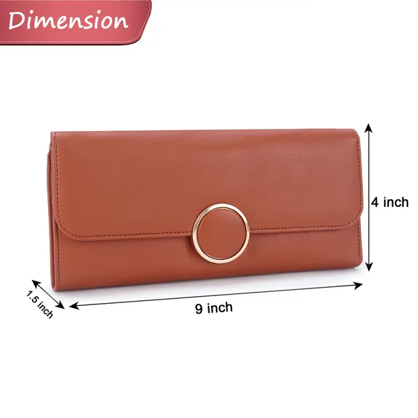 Signature_Rust_Brown_Faux_Leather_Ring_Accent_Wallet_For_Women