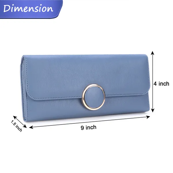 Signature_Blue_Leather_Ring_Closure_Long_Wallet_For_Women