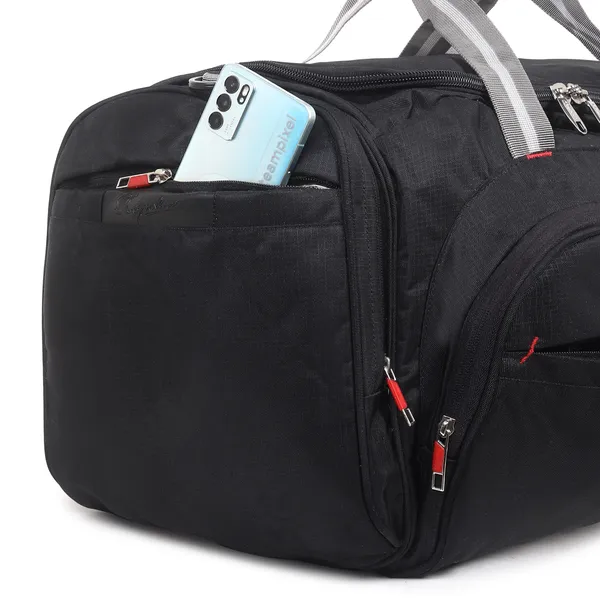Signature_Black_Fabric_Multi_Compartment_Sports_Duffel_Bag_For_Men_And_Women
