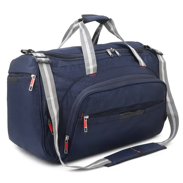 Signature_Navy_Blue_Fabric_Multi_Compartment_Travel_Duffel_Bag_For_Men_And_Women