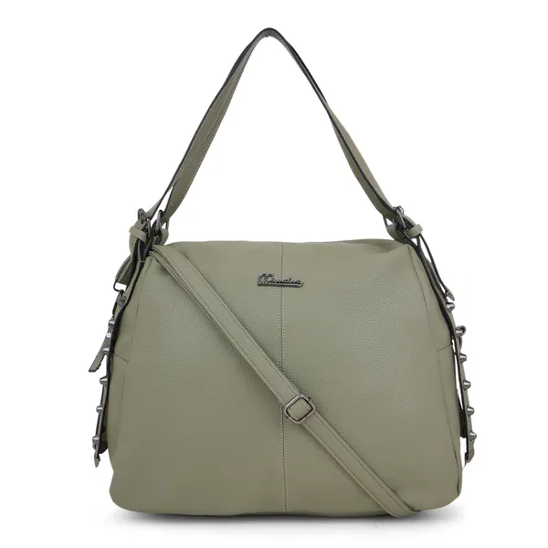 Signature_Olive_Green_Faux_Leather_Adjustable_Strap_Shoulder_Bag_For_Women