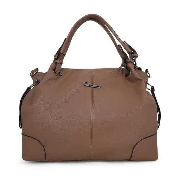 Signature_Tan_Brown_Faux_Leather_Structured_Adjustable_Strap_Handbag_For_Women