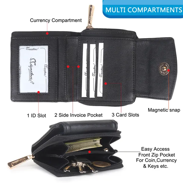 Signature_Black_Leather_Zipper_Tassel_Wallet_For_Women