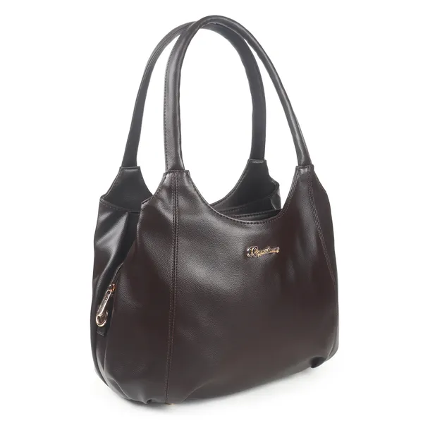 Signature_Brown_Leather_Classic_Style_Handbag_For_Women