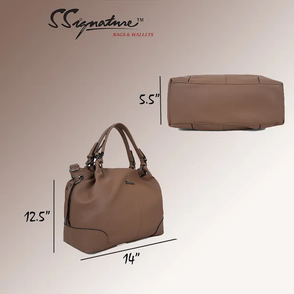 Signature_Tan_Brown_Faux_Leather_Structured_Adjustable_Strap_Handbag_For_Women