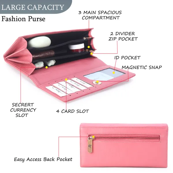 Signature_Pink_Leather_Perforated_Wallet_For_Women