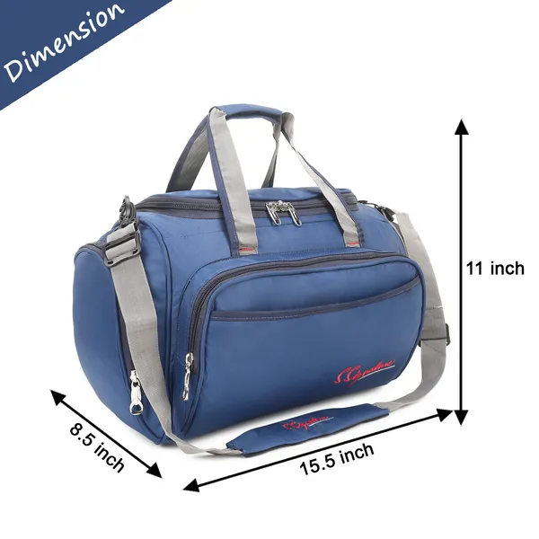 Signature_Blue_Grey_Fabric_Multi_Compartment_Adjustable_Strap_Duffel_Bag_For_Men_Women_And_Teens