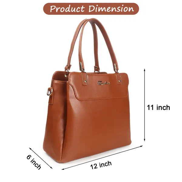Signature_Brown_Vegan_Leather_Detachable_Strap_Tote_Handbag_For_Women