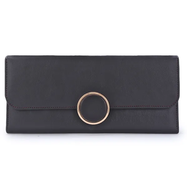 Signature_Black_Faux_Leather_Foldover_Ring_Wallet_For_Women