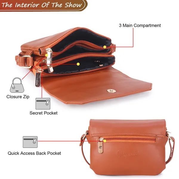 Signature_Orange_Faux_Leather_Multi_Compartment_Buckle_Sling_Bag