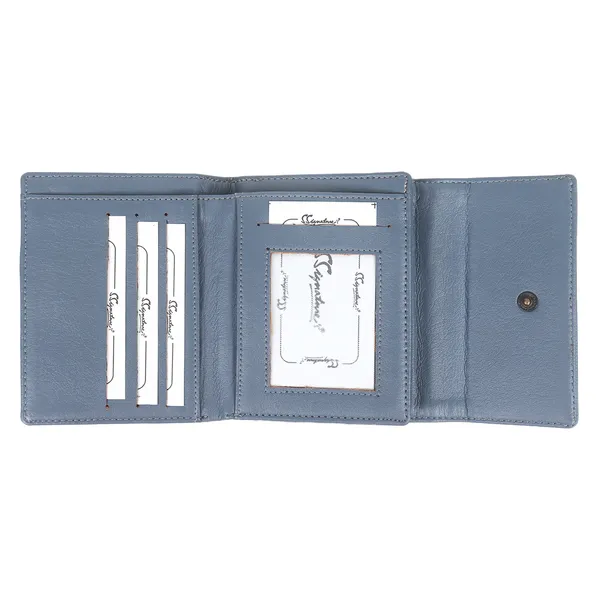 Signature_Blue_Grey_Faux_Leather_Tri_Fold_Wallet_For_Women