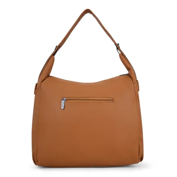 Signature_Tan_Faux_Leather_Adjustable_Strap_Hobo_Bag_For_Women