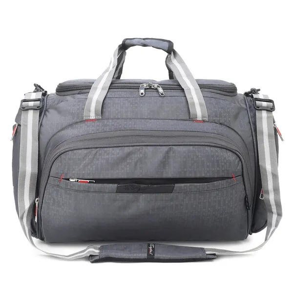 Signature_Grey_Fabric_Adjustable_Strap_Travel_Duffel_Bag