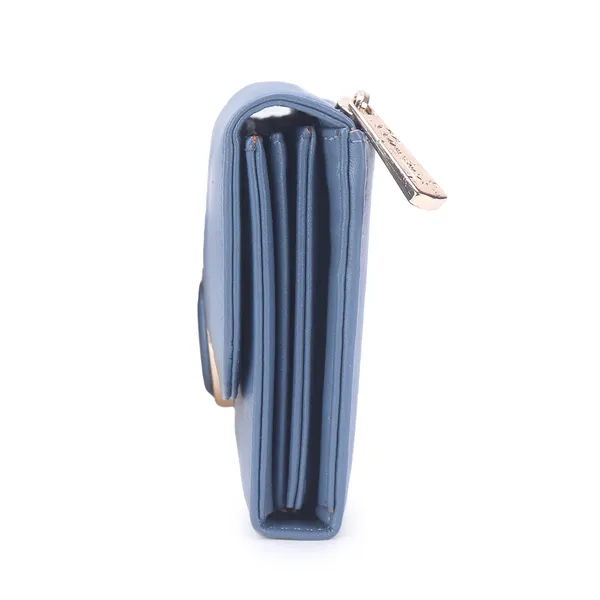 Signature_Blue_Leather_Ring_Closure_Long_Wallet_For_Women