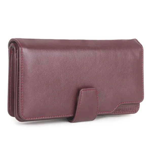 Signature_Burgundy_Leather_Wrist_Strap_Multi_Compartment_Wallet_For_Women