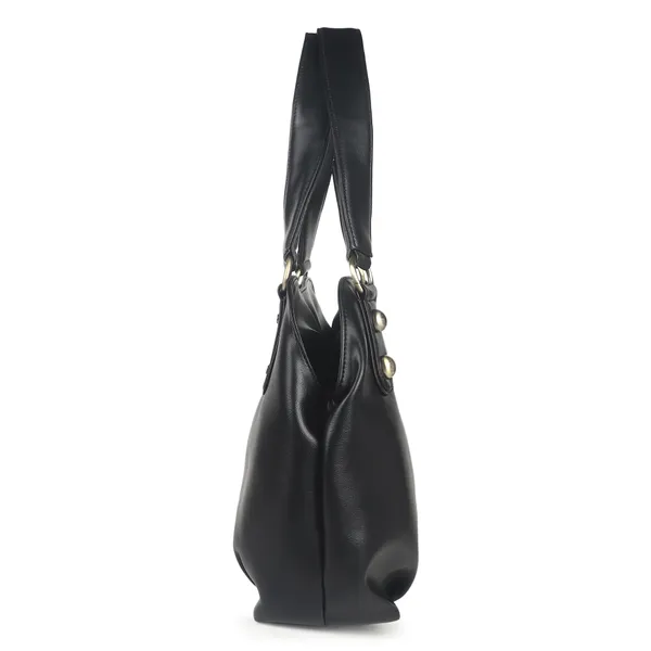 Signature_Black_Faux_Leather_Metal_Hardware_Handbag_For_Women