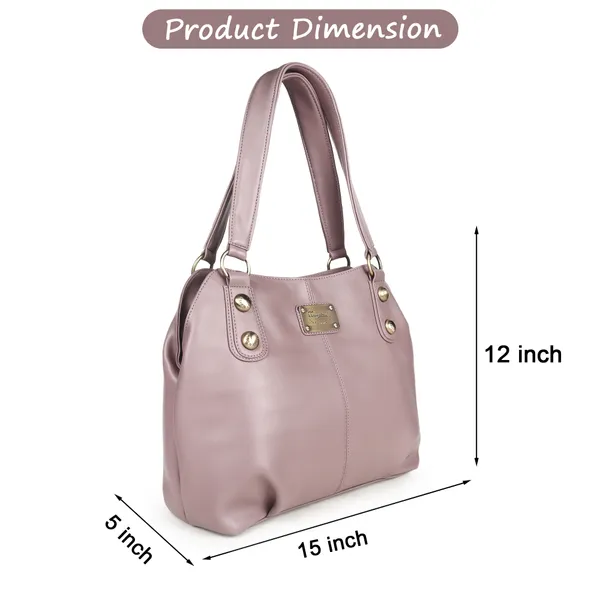 Signature_Pink_Faux_Leather_Metallic_Logo_Shoulder_Handbag_For_Women