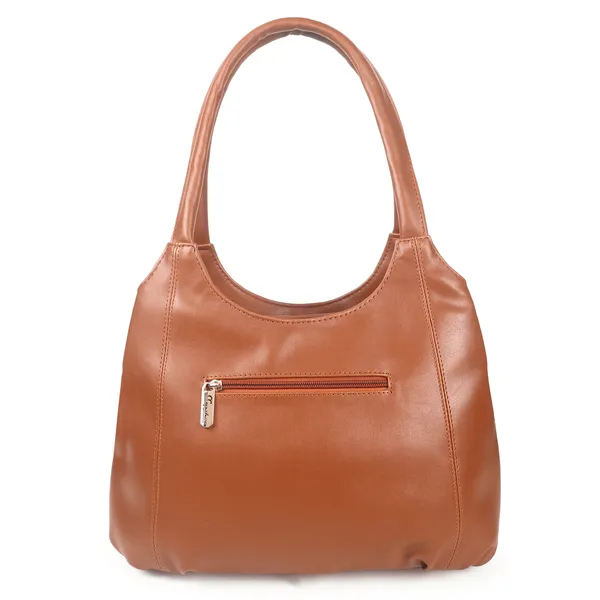 Signature_Tan_Brown_Leather_Shoulder_Handbag_For_Women