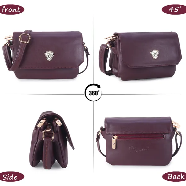Signature_Purple_Faux_Leather_Metallic_Emblem_Sling_Bag_For_Women