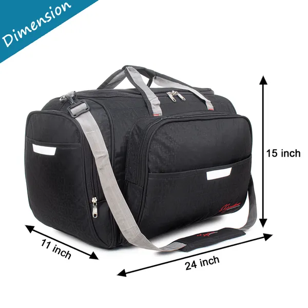 Signature_Black_Fabric_Waterproof_Adjustable_Strap_Duffel_Bag_For_Men_And_Women