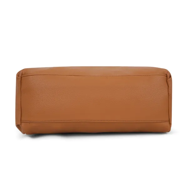 Signature_Tan_Faux_Leather_Adjustable_Strap_Hobo_Bag_For_Women