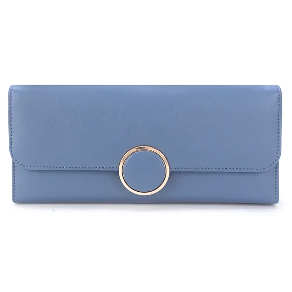 Signature_Blue_Faux_Leather_Ring_Closure_Clutch_Wallet_For_Women