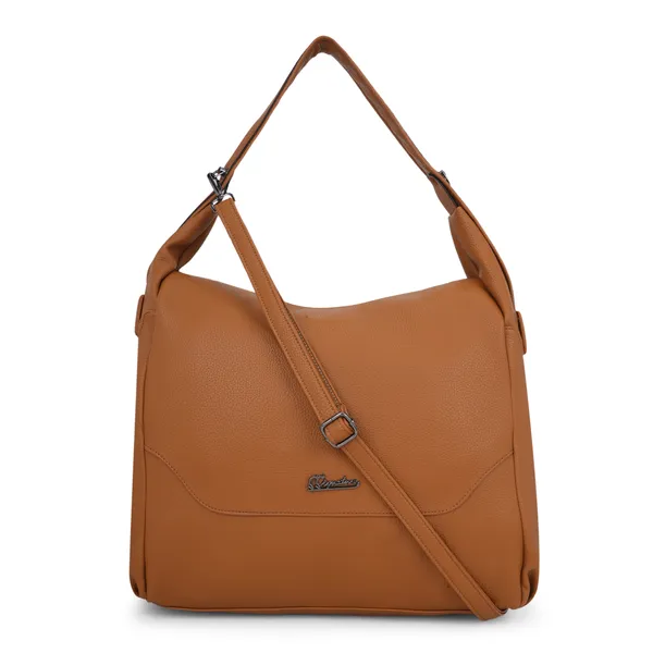 Signature_Tan_Faux_Leather_Adjustable_Strap_Hobo_Bag_For_Women