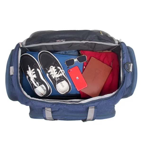 Signature_Navy_Blue_Fabric_Multi_Compartment_24_Inch_Duffel_Bag_For_Men_And_Women