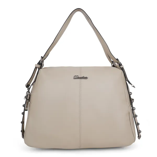 Signature_Beige_Faux_Leather_Adjustable_Strap_Hobo_Handbag_For_Women