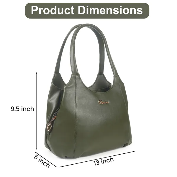 Signature_Olive_Green_Faux_Leather_Metal_Buckle_Zipper_Handbag_For_Women