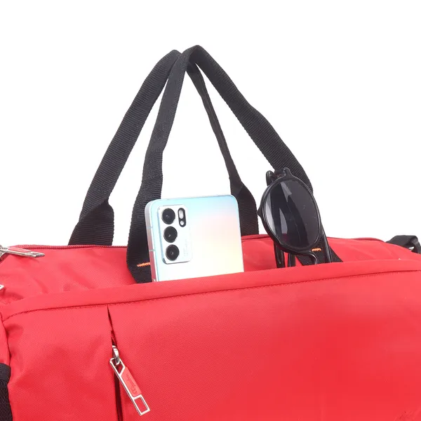 Signature_Red_Fabric_Water_Resistant_Shoe_Compartment_Duffel_Bag