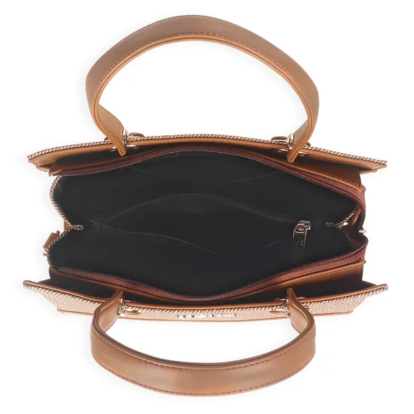 Signature_Brown_Faux_Leather_Two_Tone_Buckle_Structured_Handbag