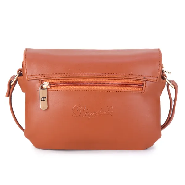 Signature_Orange_Faux_Leather_Multi_Compartment_Buckle_Sling_Bag