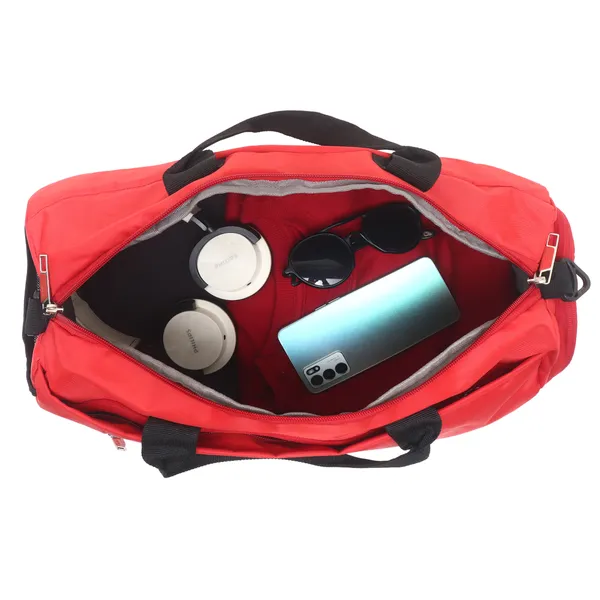 Signature_Red_Fabric_Water_Resistant_Shoe_Compartment_Duffel_Bag