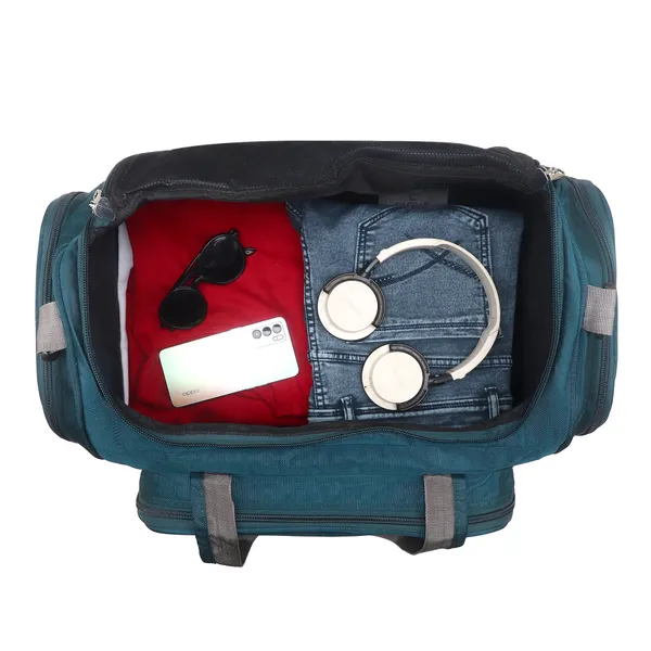Signature_Teal_Blue_Fabric_Multi_Compartment_Travel_Duffel_Bag_For_Travel_Gym_Sports_Activities