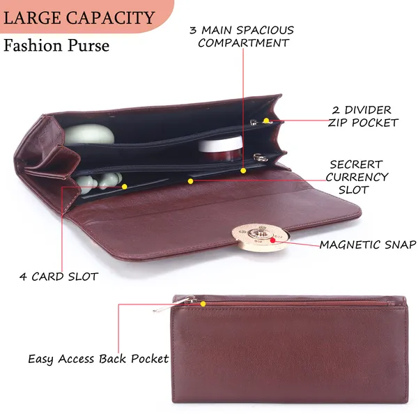 Signature_Brown_Faux_Leather_Ring_Closure_Wallet_For_Women